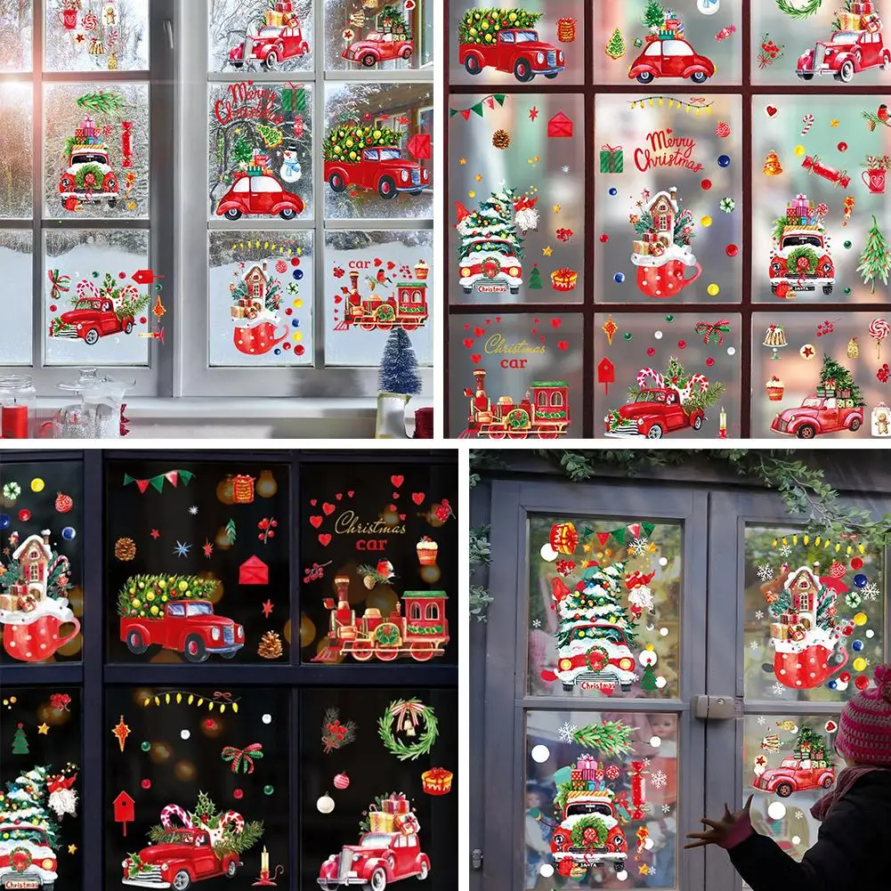 Christmas Window Stickers Christmas Decorations For Home 2024 Christmas Wall Sticker Kids Room Wall Decals Navidad New Year K0x7