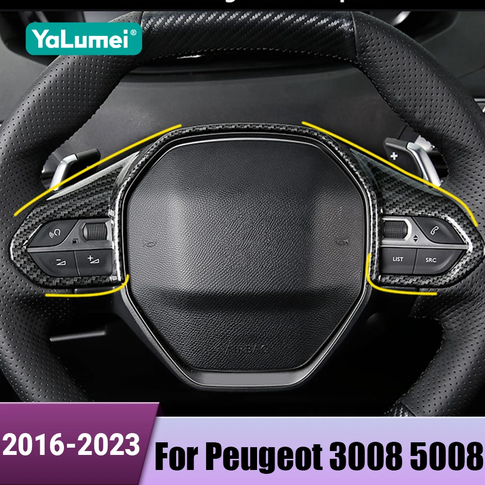 Auto Lenkrad Abdeckung Trim Rahmen Aufkleber Für Peugeot 3008 5008 GT 2016 2017 2018 2019 2020 2021 2022 2023 Hybrid Zubehör