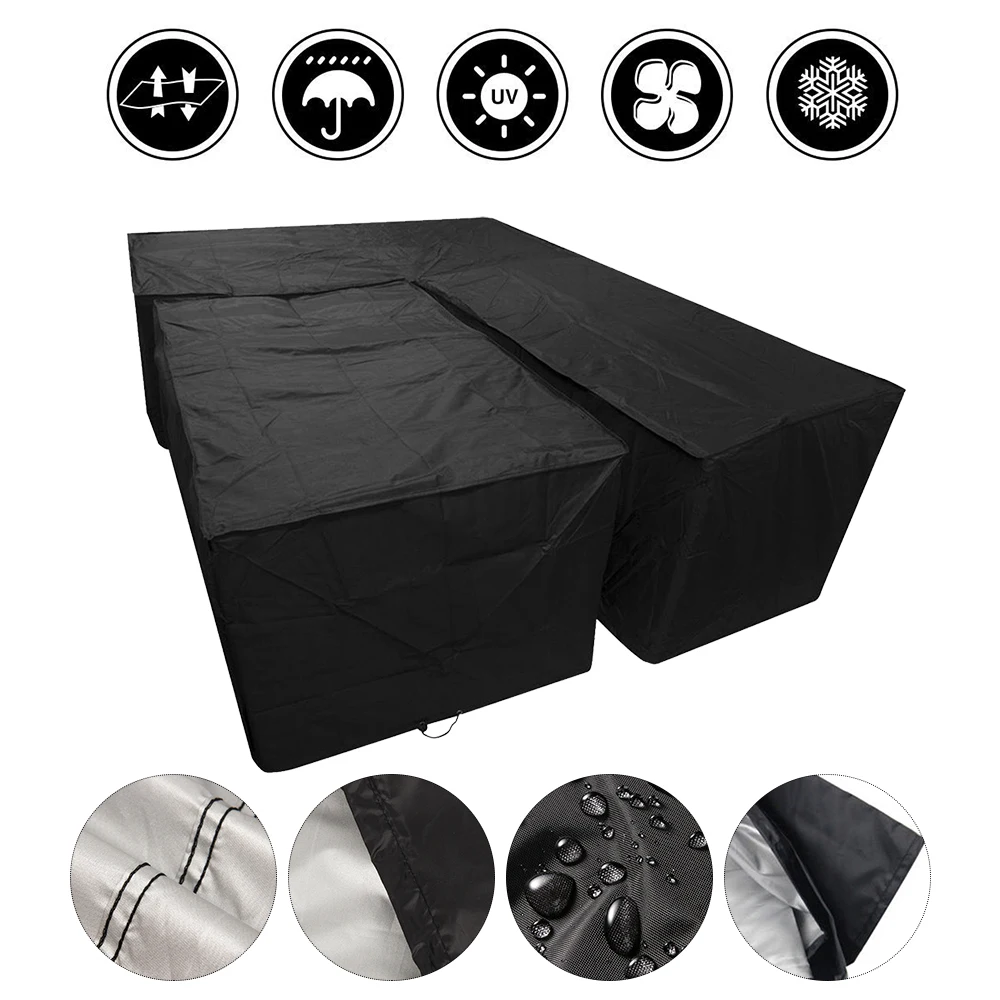 L Shape Furniture Protective Cover Outdoor Garden Patio Rattan Sofa Dustproof Cover Waterproof Washable Furniture Cover