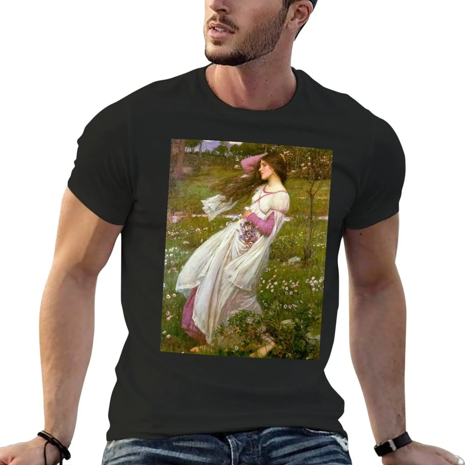 Vintage John William Waterhouse - Windswept 1903 Fine Art T-Shirt Blouse sweat cotton graphic tees vintage luxury clothes men