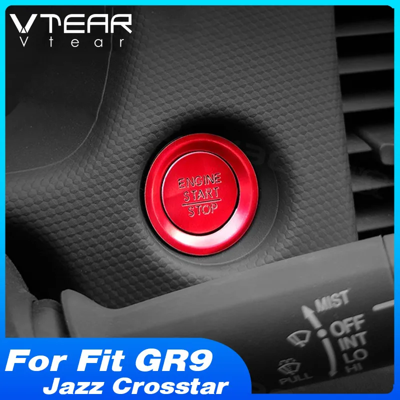 Vtear Car Ignition Button Trim Engine Start Stop Ring Sticker Auto Decoration Accessories For Honda Fit GR9 Jazz Crosstar 2021