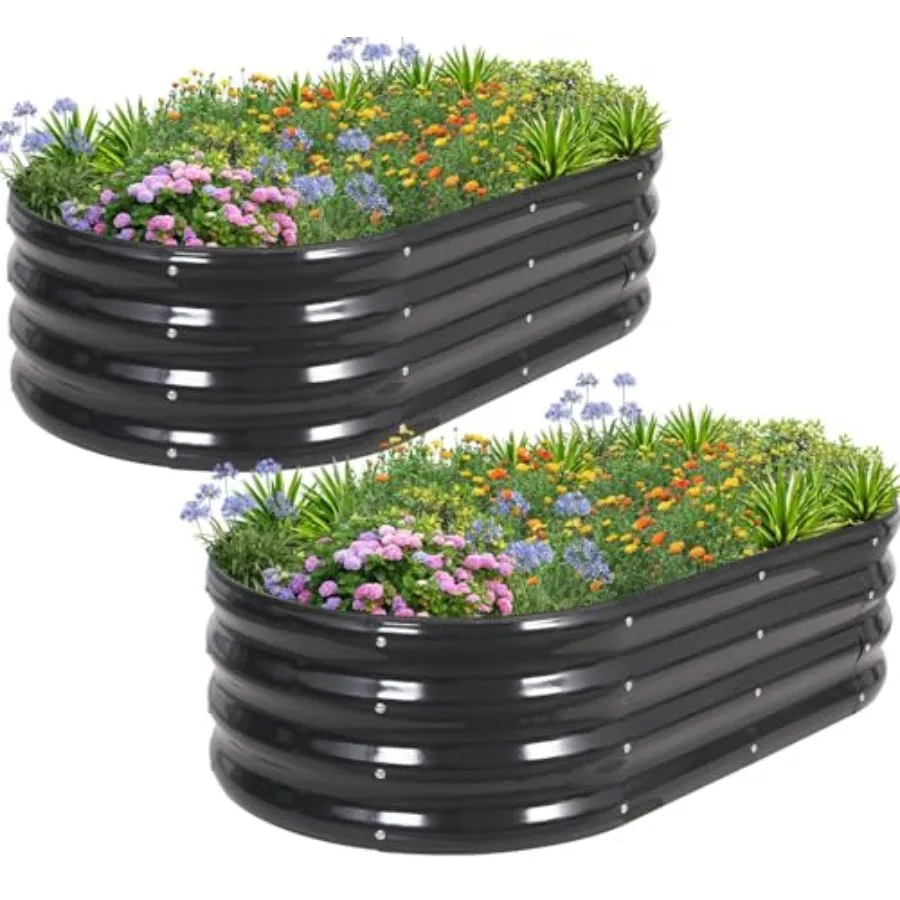 

Оцинкованные приподнятые грядки-клумбы для сада, металлические уличные грядки для овощей и цветов 4x2x1 фут, с инструментами