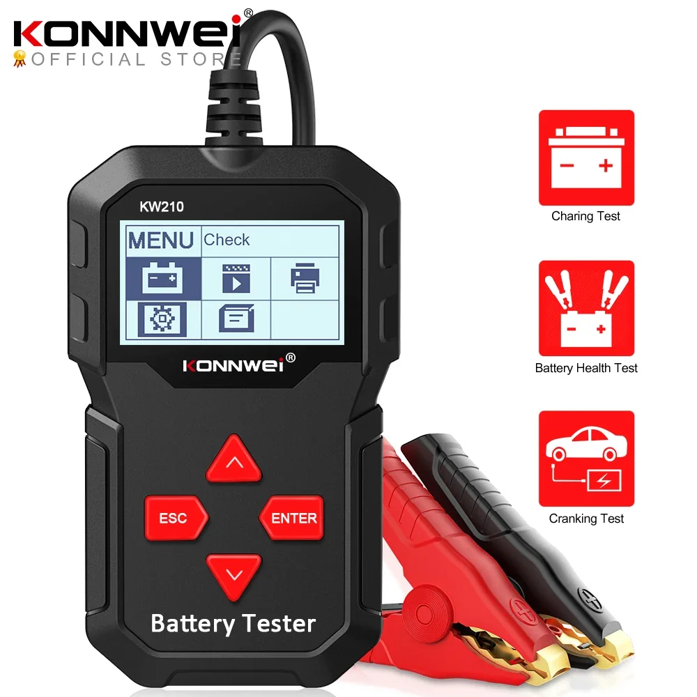 

KONNWEI KW210 Automatic Smart 12V Car Battery Tester Auto Battery Analyzer 100 to 2000CCA Cranking Car Battery Tester