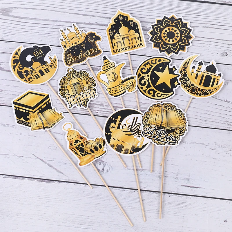 36/12 قطعة عيد مبارك قطاعات الكب كيك رمضان كريم القمر ستار مسجد كعكة الحلوى لتقوم بها بنفسك الديكور الإسلامية مسلم حفلة الخبز أداة