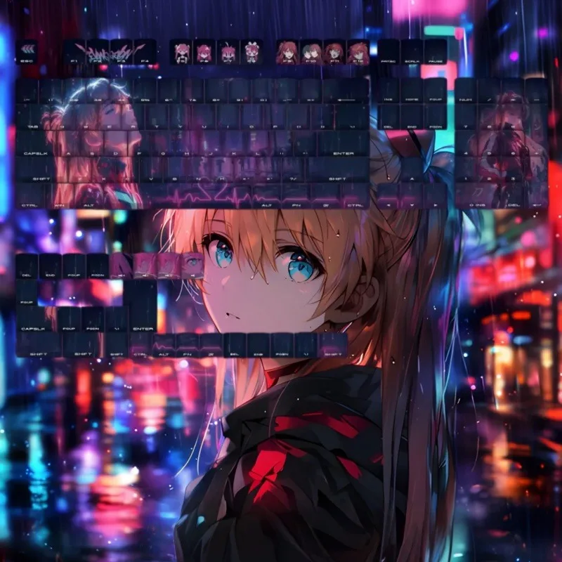 Asuka Themed Anime Keycap Mechanical Keyboard OEM PBT Custom Keycap PC Gaming Keyboard Accessories Gift Collection