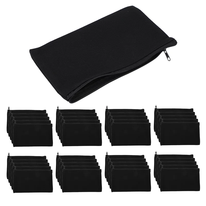 Eficiente 40 pçs lona lápis bolsa zíper sacos de maquiagem em branco artesanato diy sacos multiuso sacos de armazenamento estacionário de higiene pessoal