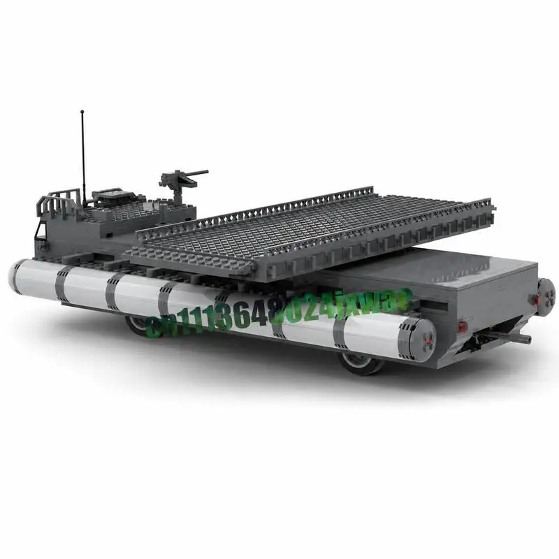 1087PCS Technical Amphibious Bridge Layer Vehicle Rotatable Bridge MOC Custom DIY Assembly Educational Building Blocks Toy Gift