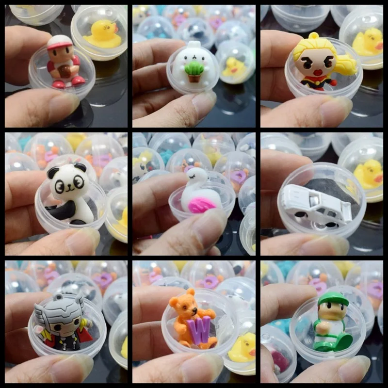 6PCS 32mm Transparent Ball Mini Little Animal Toys Cartoon Mixed Style Round Ball Surprised Funny Pet Ball Egg Little Dolls Gift