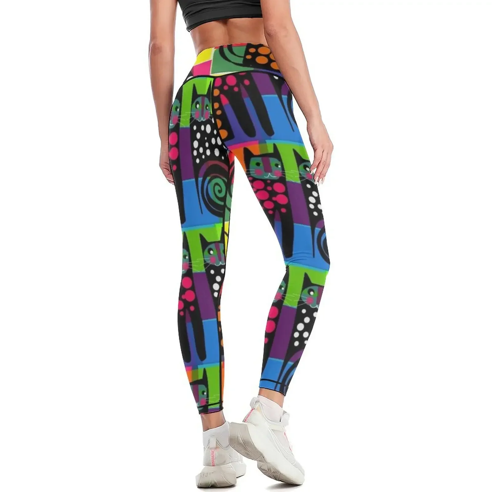 Colourful cats 53 Leggings Sweatpants exercise clothing for Fitness's gym clothes Jogger pants Womens Leggings view 3