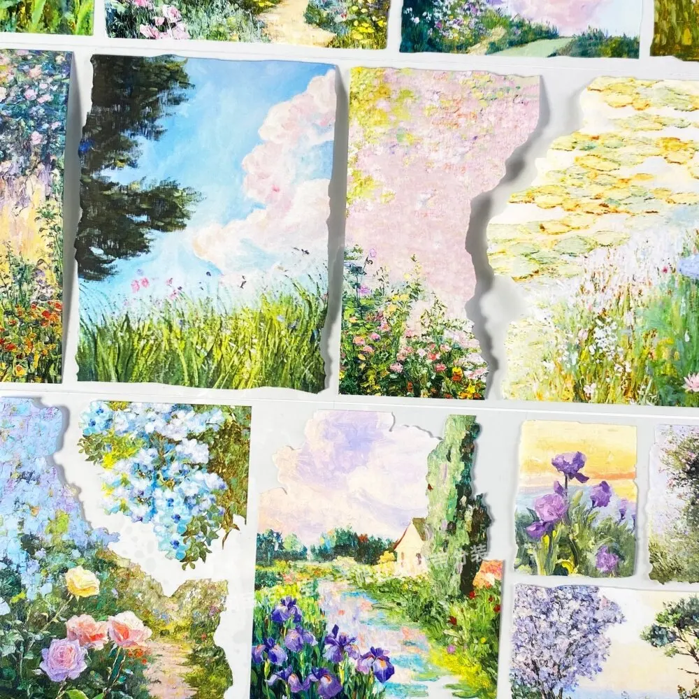 Eternal Pastoral Flower Field PET Tape Sample, Scenic DIY Stickers for Journaling Scrapbooking Shaker Card Making Supplies