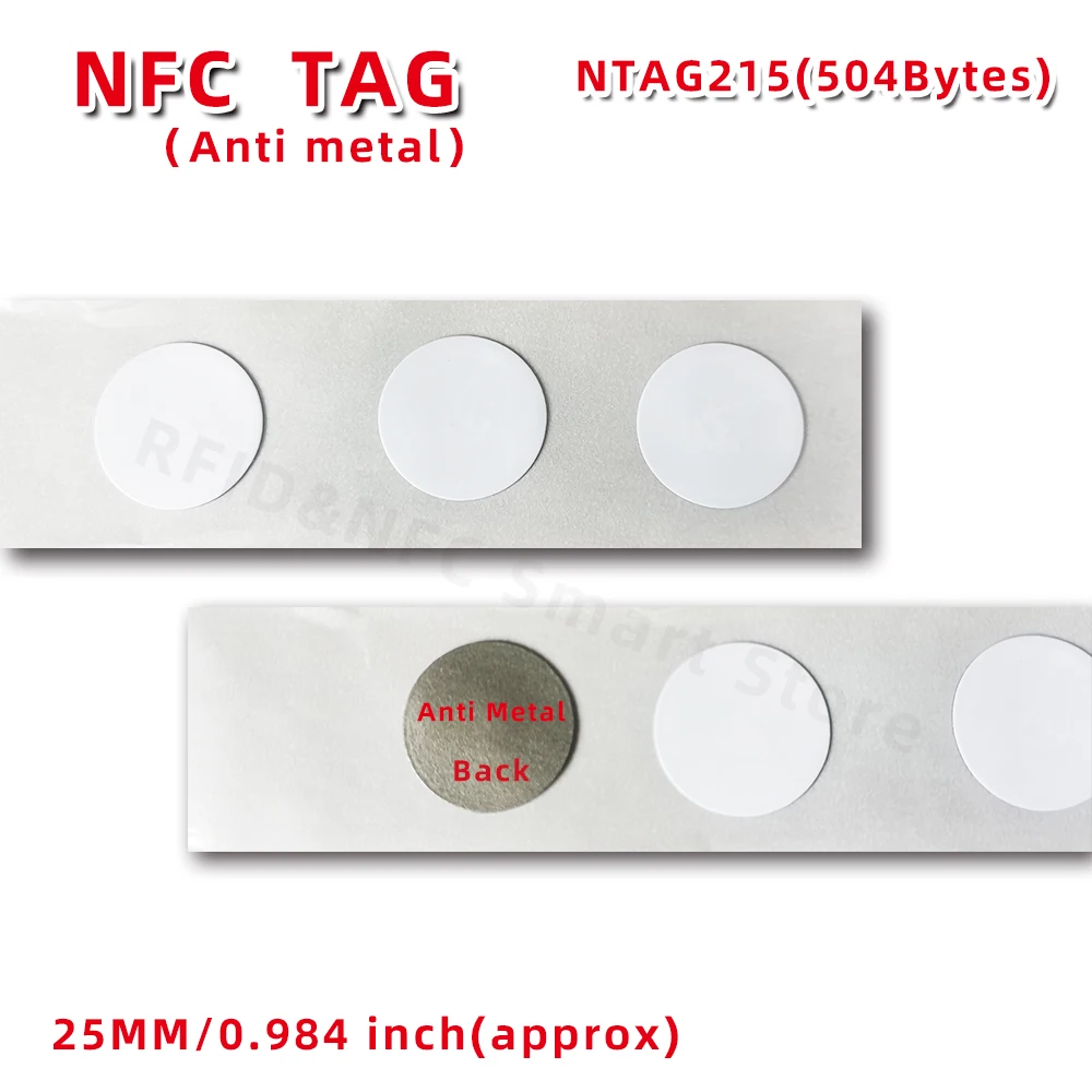 NFC Anti Metal Tag NFC215 Label RFID 215 Stickers NT/AG215 504 Bytes Tags Badges Lable  Sticker 13.56MHz For TagMo Forum Type2