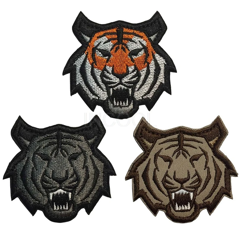 Infrared IR Reflective Animal Tiger Embroidered Patches Tiger Head Appliqued Patch For Clothing Backpack