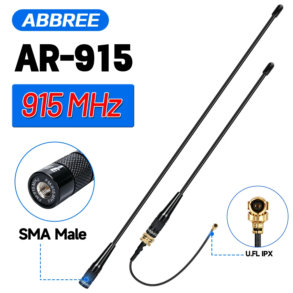 ABBREE 915MHz High Gain Omni Directional Antenna SMA Male Connector LongRange Signal Booster Aerial For LoRa IoT Module Wireless