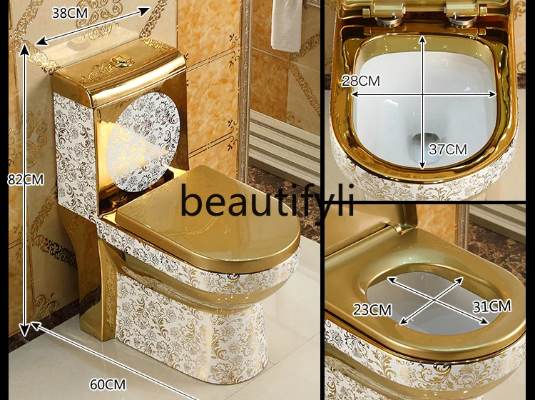 Toilet household flush water saving silent siphon super swirl toilet golden European toilet
