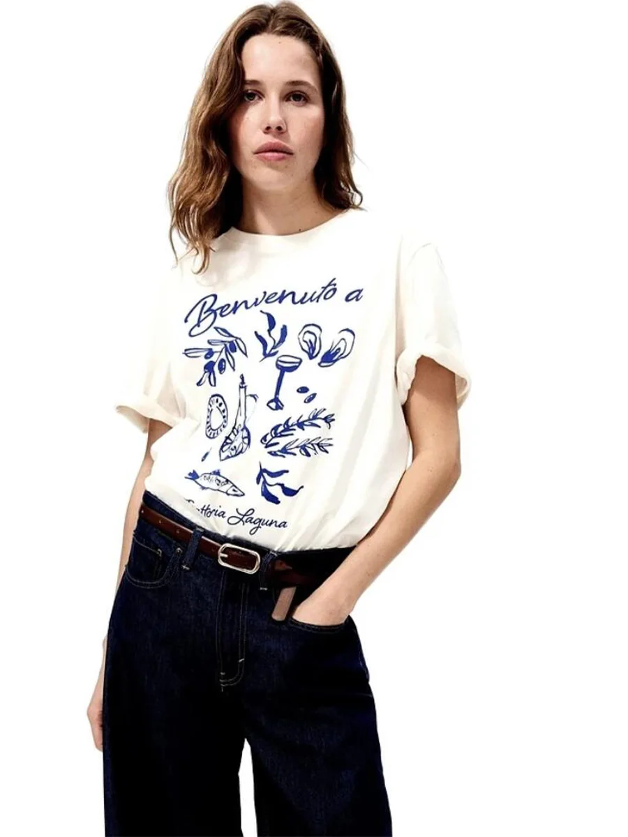 Summer Vintage Style Elements Printing White T Shirts Women Crewneck Loose Cotton Tops Tees Tumblr Fashion Casual Tshirt