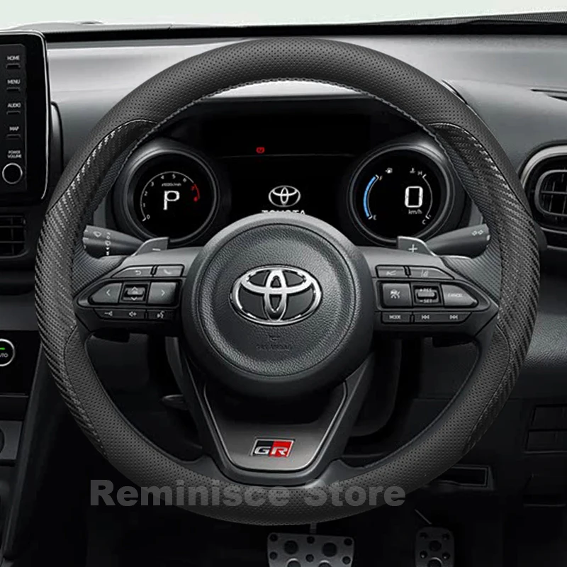 

Leather Car Steering Wheel Cover for Toyota yaris cross GR Sport Hybrid 2019-2025 Auto Steering Wheel Toyota yaris Accessories