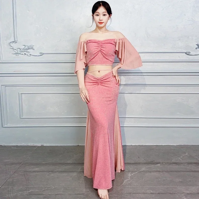 Roupas de dança do ventre para mulheres, elegantes e sexy, roupas de prática para meninas, dança oriental, roupas de treinamento profissional