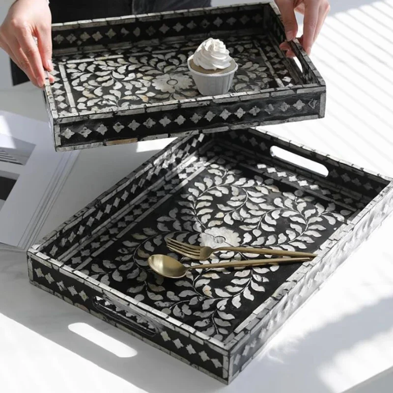 Rectangular Shell Tray Tabletop Cosmetics Jewelry Scented Candle Storage Tray Shell Decoration Home Fruit Snacks Tea Cup Storage