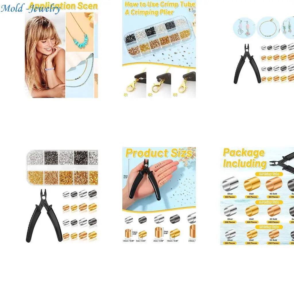 

69HB 2200pcs Crimp Beads с обжимом Plyers Crimp Tube для изготовления украшения