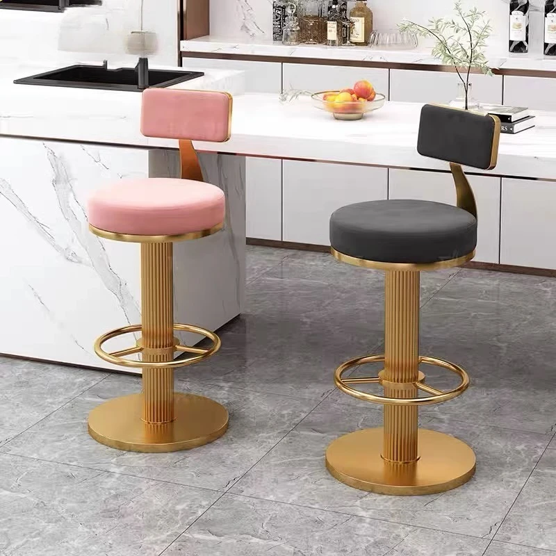 

Round Nordic Bar Chairs Stool Design Metal Comfortable High Bar Chair Swivel Kitchen Tabouret Haut Pour Cuisine Luxury Furniture