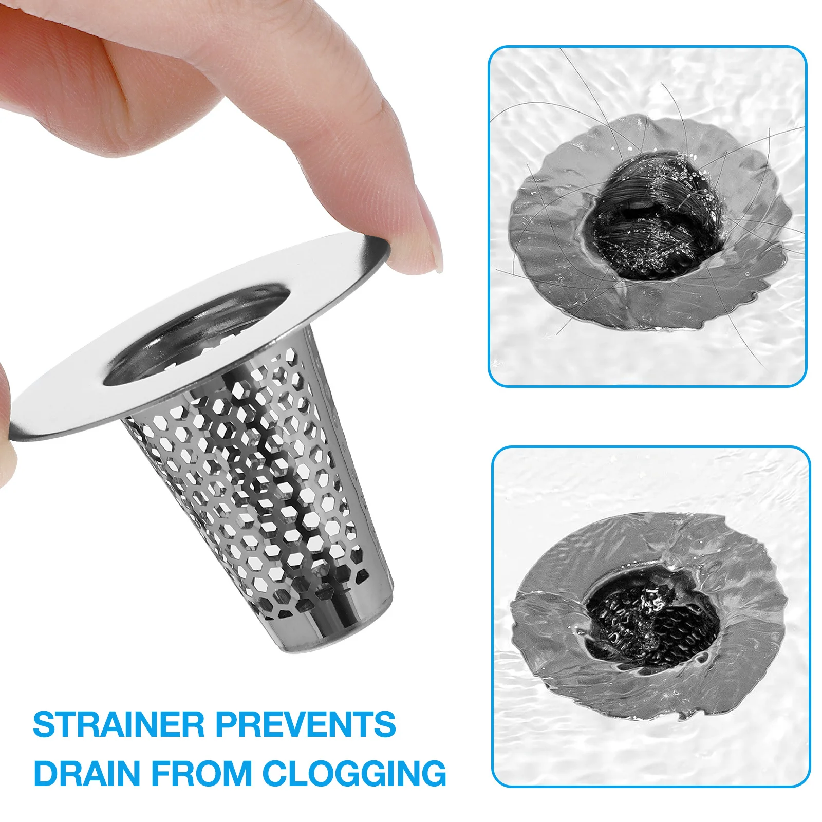 

6Pcs Stainless Steel Drain Strainers Cone Shape Sink Covers Hair Catchers Kitchen Bathroom Tub Drain Filters Stopper