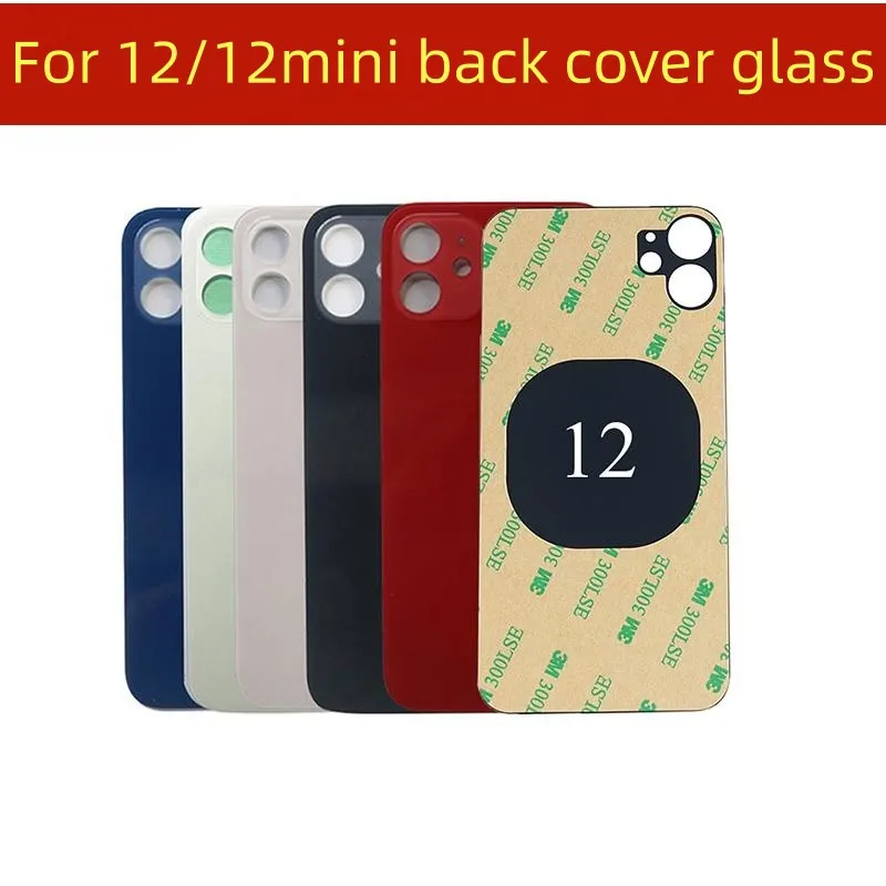 back cover For iPhone 12/12mini Back Glass Panel Battery Cover Big Hole Rear Door Housing Case Replacement Parts With 3M Tape