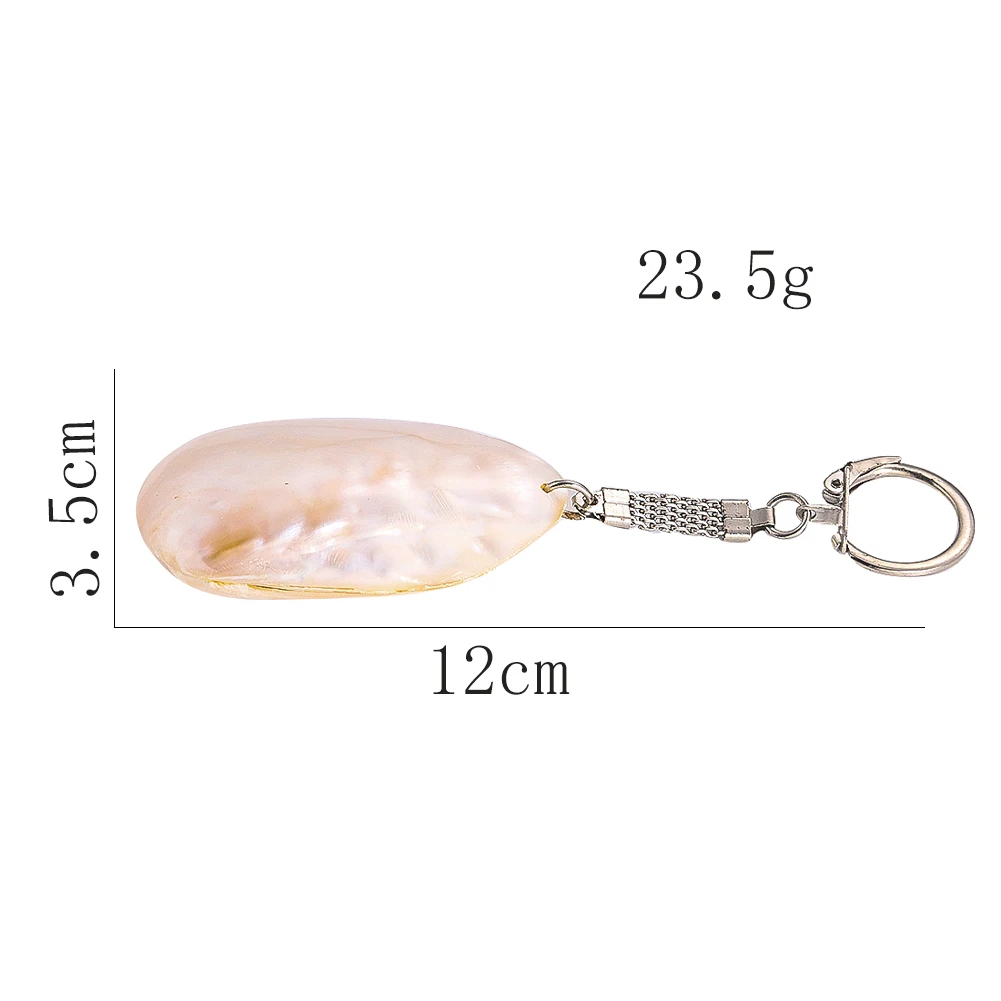 Natural Double-sided Mussels Clam Conch Shells Fashion Key Chain Ocean Breeze Beach Polished Smooth Pendant Women Jewelry Gifts