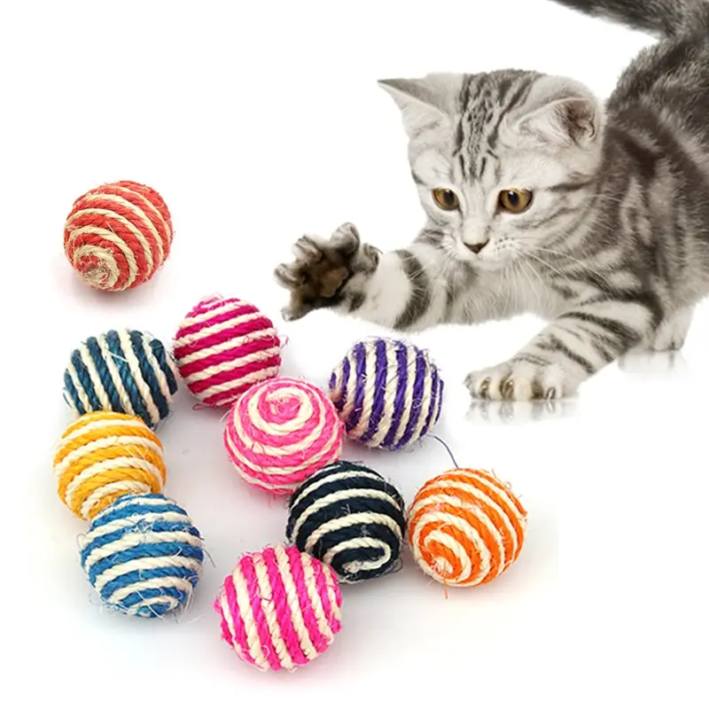 Sisal Ball Cat Toy Ball Amusing Cat Walking Toys Cat Scratching Ball Pet Supplies G376A