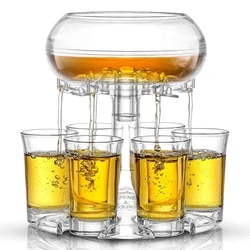 6 Shot Glass Dispenser and Holder Acrylic Party Drink Set For Liquor With 6 Glasses, Cool Glass Shots Game Accessories