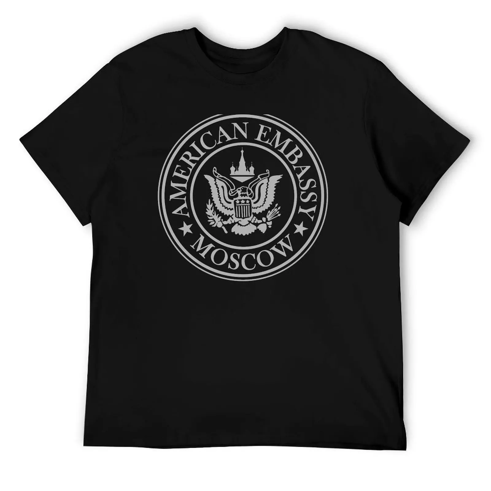 Camiseta gris American Embassy Moscú, camisetas para hombre, camiseta gráfica para hombre, camisetas lisas para hombre, camisetas gráficas