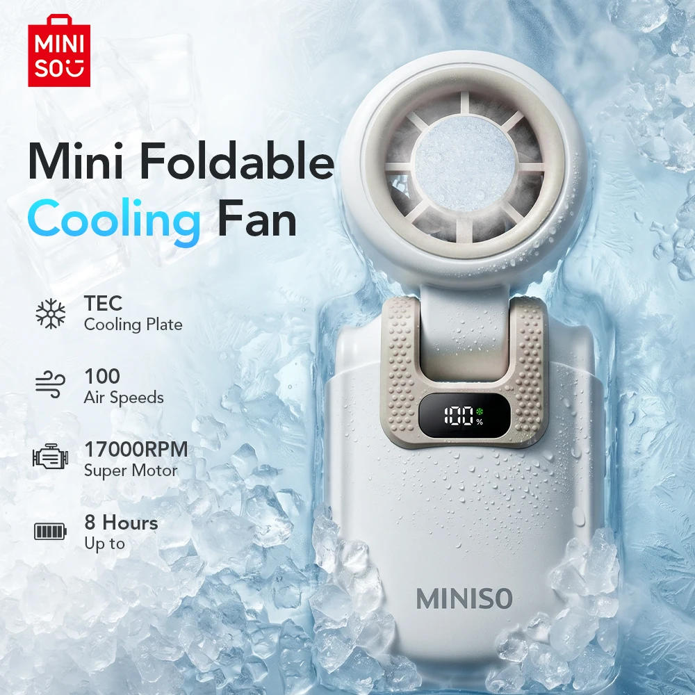 

MINISO 1/2pcs Foldable Handheld Mini Fan 1-100 Speed 2400mAh Rechargeable Digital Display Portable Cooling Fan Outdoor Travel