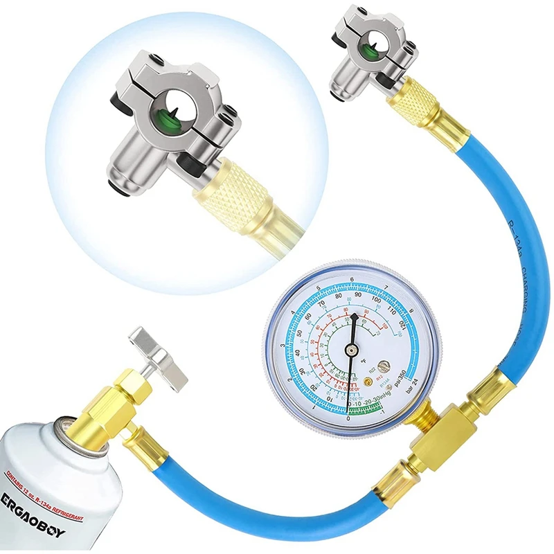 Kältemittel füll schlauch und Manometer & bpv31 Piercing ventil. passend für r12, r22, r134a Anschluss