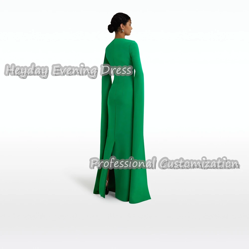 Heyday Primeur Halslijn Saudi Arabia Korte Mouwen Straight Prom Jurk Sexy Crêpe Vloerlengte Elegante Luxe Jurk Voor Dames 2024