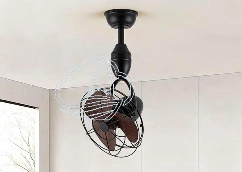 Oscillating 12-Inch Ceiling-Mounted Electric Fan Creative Design Household Cooling Device for Living Dining Room