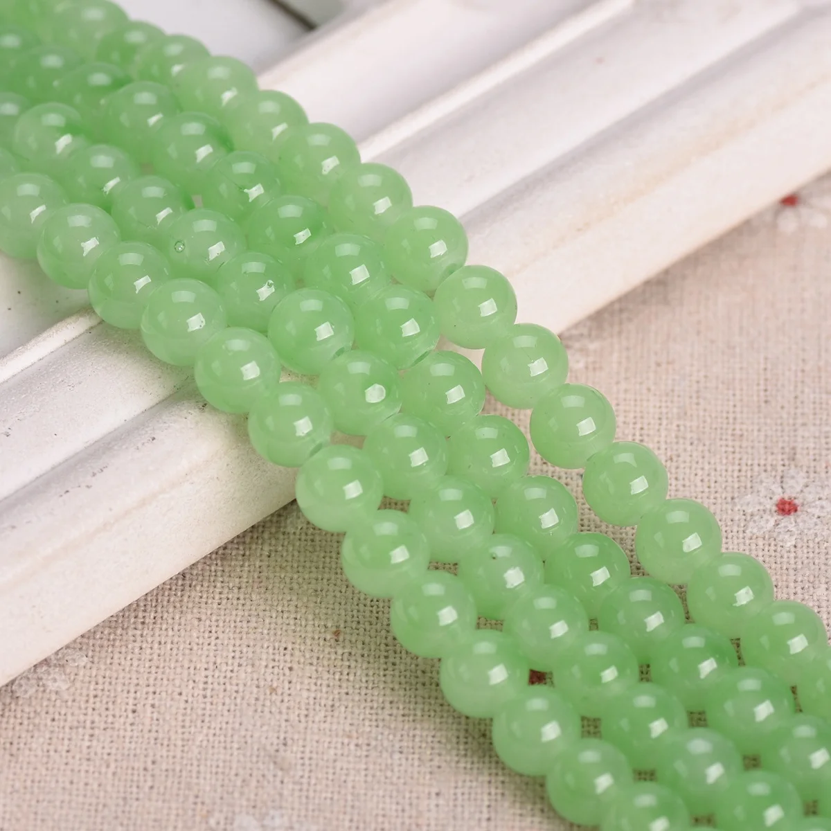 Round 6mm 8mm 10mm Imitated Jade Opaque Glass Loose Beads For Jewelry Making DIY Earring Findings