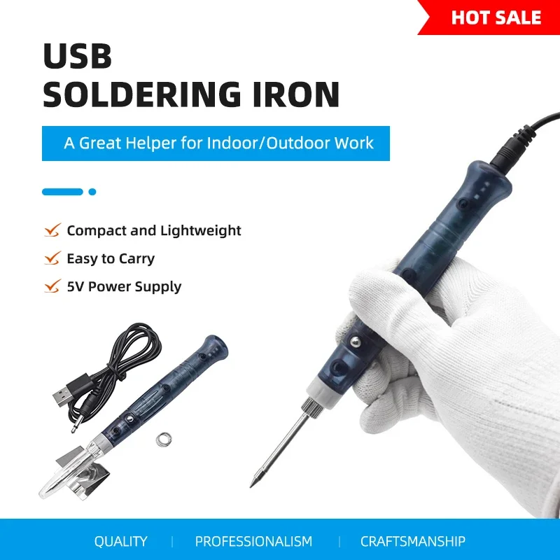 5V USB Soldering Iron, Portable Mini Electric Welding Pen for Household Electronic Repair and Student DIY Fast Heating Compact