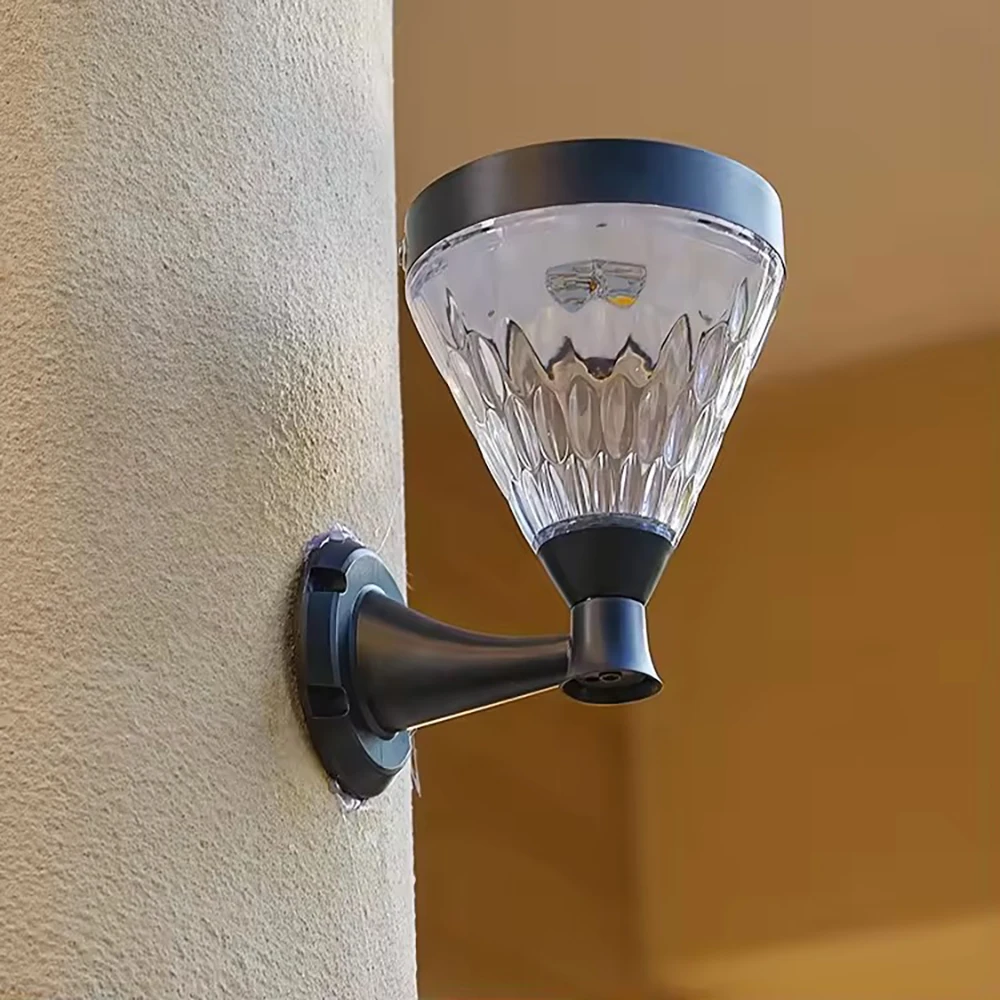 Solar Wall Lights Outdoor, IP54 Waterproof Wireless No Wiring, Minimalist LED Porch Lamp for Patio Gate Courtyard Garden Fence