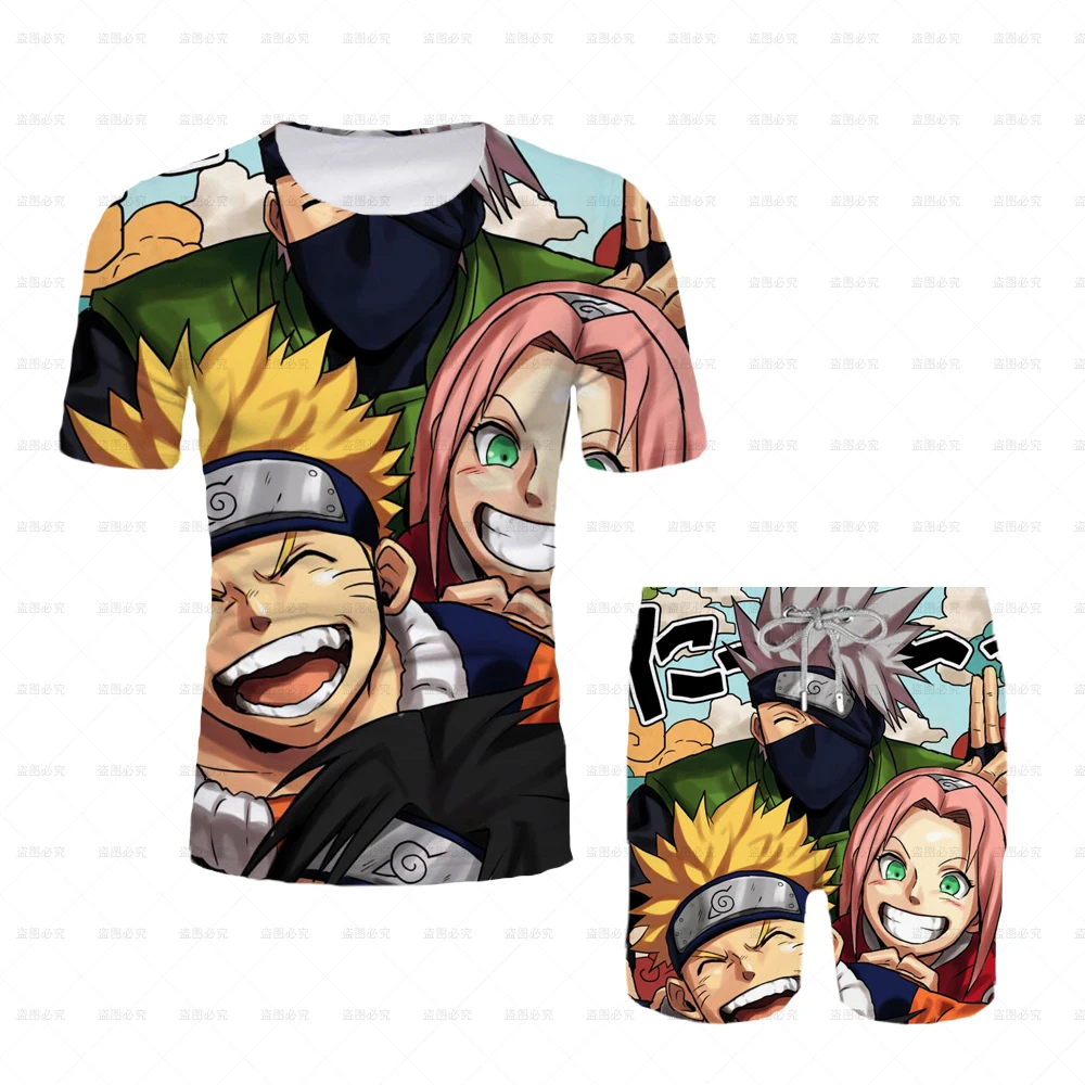 

Naruto Anime Boy 3D Men T-shirt Fashion Summer Tops Shorts Breathable Character Kids Cosplay Set Gift Children Cool Clothing