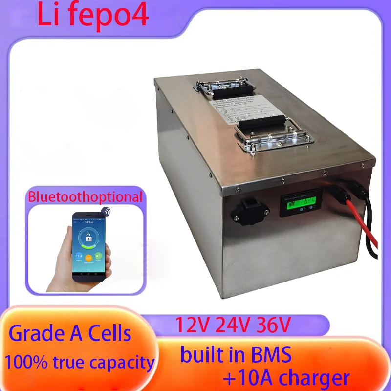 

LiFepo4 24V 100Ah 200Ah 12V 250Ah 280Ah 300Ah 36V 260Ah 280Ah 300Ah Lithium Battery for Trolling Motor Solar System RV Boat