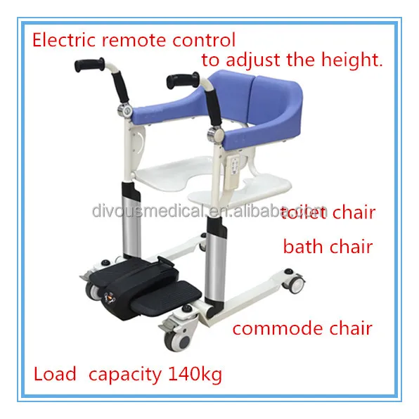 health care wheelchair Remote Control electric lift patient transfer chair for toilet and easy take shower elderly patients an