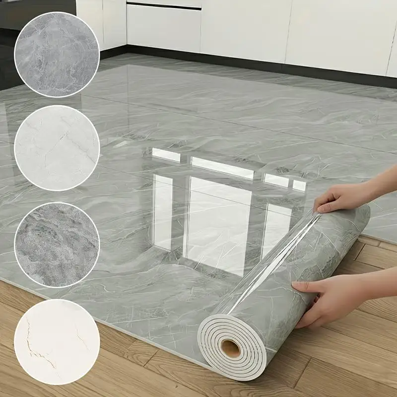 Imitation Marble Floor Tiles Waterproof Peel And Stick Self-Adhesive Wallpaper Wear-Resistant Non-Slip Decorative Floor Sticker