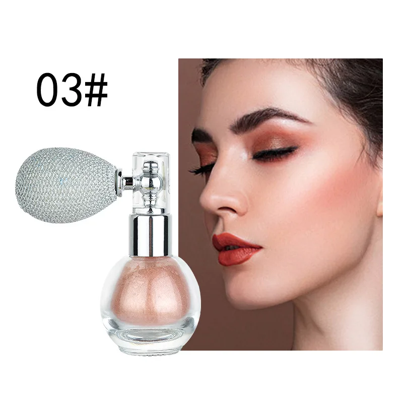 Evidenziatore in polvere Spray lucido Glitter in polvere Spray Shimmer Sparkle Powder Makeup per il trucco illuminante del corpo del viso