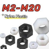 5-200pcs Nylon Hex Nut M2 M2.5 M3 M4 M5 M6 M8 M10 M12 M14 M16 M18 M20 White/ black Plastic for Heat/ Elctricity Insulation