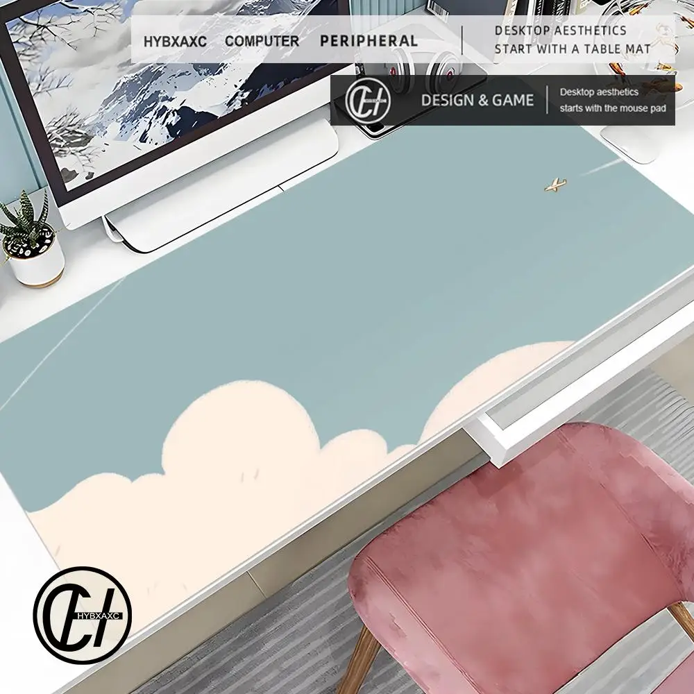 

Голубое небо и белые облака, самолет, коврик для мыши, милый HD настольный коврик, расширенные коврики для игровой клавиатуры, большой коврик для геймерской мыши 90x40 см XXL