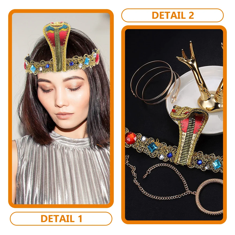

Head Band Snake-shaped Headband Bracelet Set Egypt Accessories for Women Decorative Bracelets Girls Halloween Costume Miss