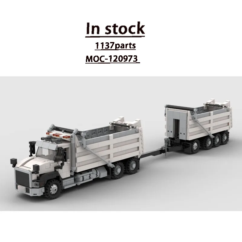 

MOC-120973 New Cargo Container Truck Trailer Building Block Model 1137parts Creative Boys Children's Birthday Christmas Toy Gift