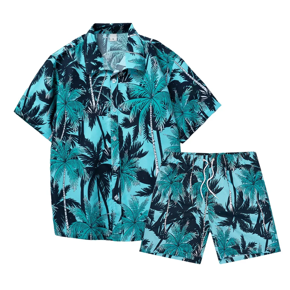 Hawaiian Coconut Tree 3D Print Men Shirt Sets Fashion Short Sleeve Shirt Oversized Casual Beach Shorts Streetwear Suits Clothes