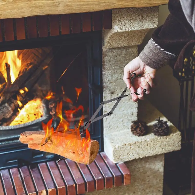 Fireplace Tongs Log Grabber Log Grabber Tongs Rustproof Wood Stove Fire Place Tools Safely Moves Firewood Wood-Burning Fire Pit