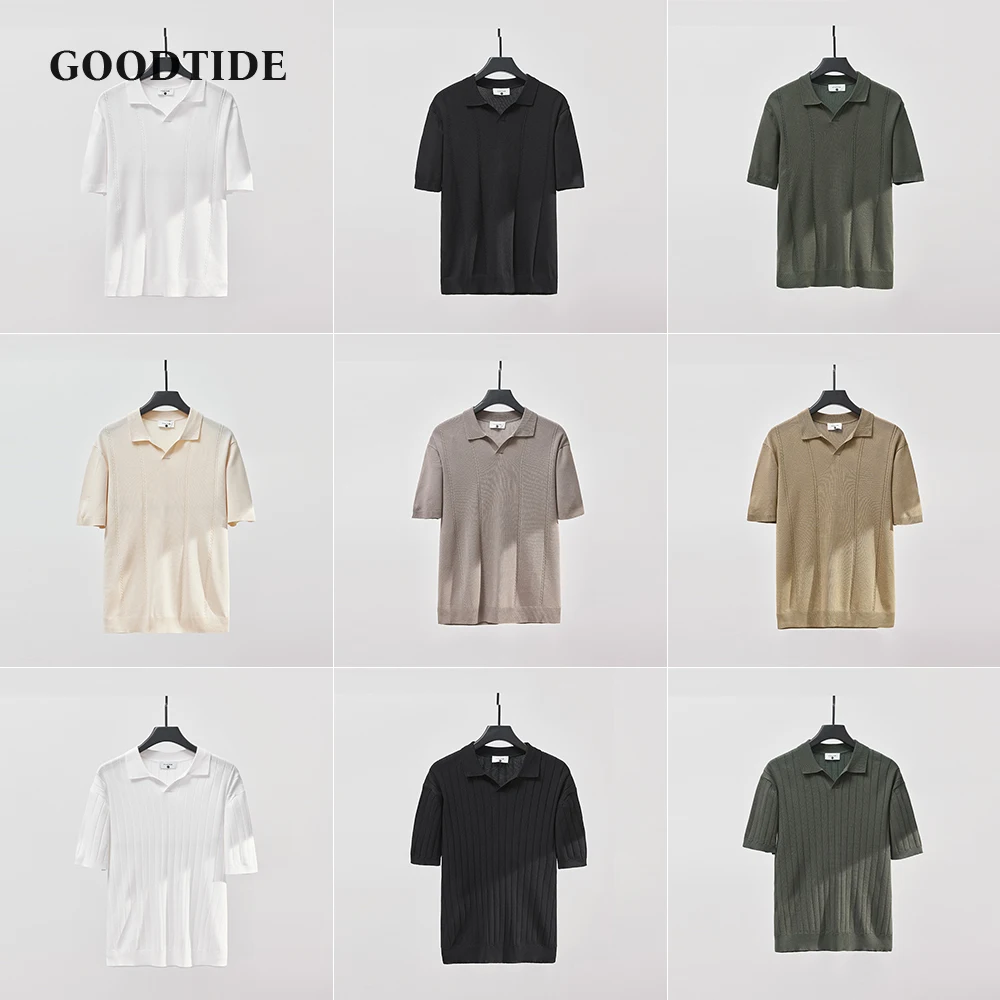 

2025 Summer New Polo Collar Casual Fashion Men's Clothing Heavy Waffle Short Sleeve Solid Color Casual V Collar Polo Shirt