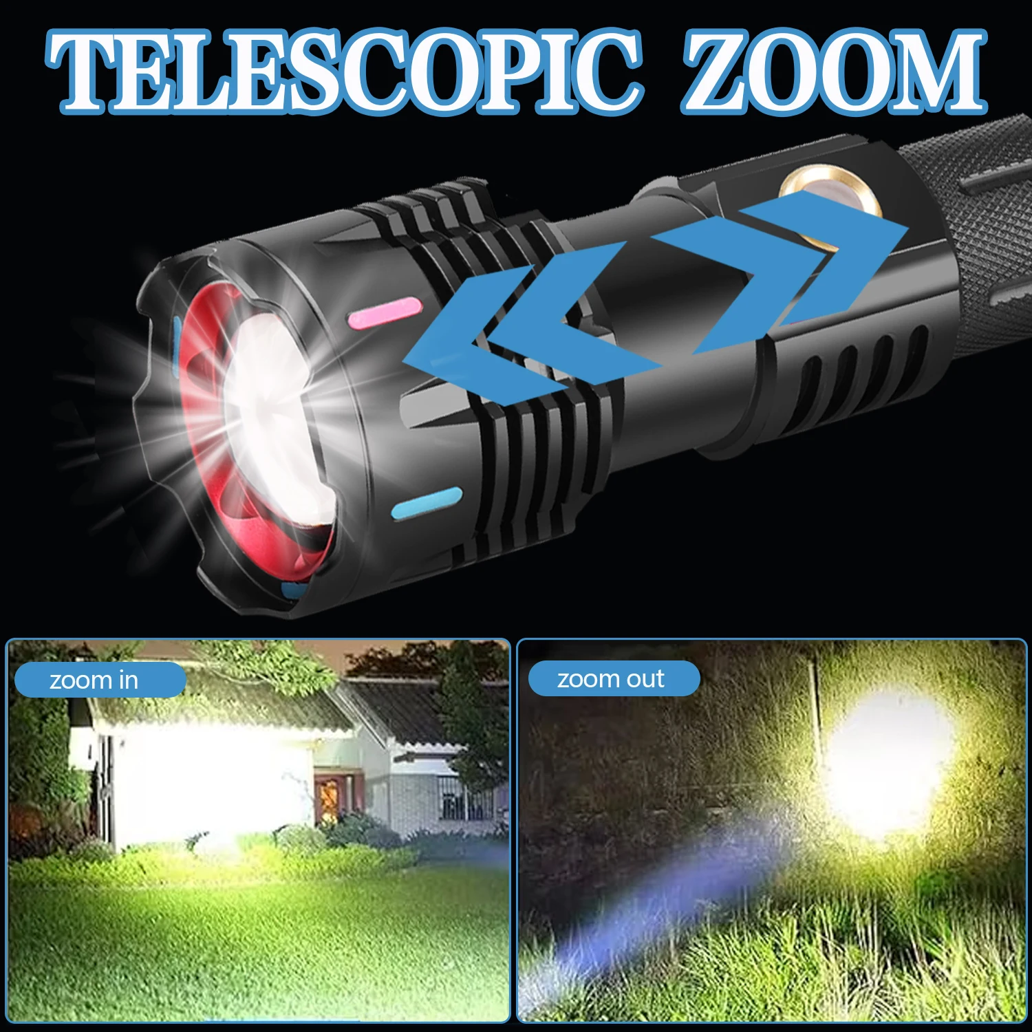 Powerful LED Flashlight USB Rechargeable Torch Light High Power Handlight Lantern Long Rang Hand Lamp for Camping Fishing